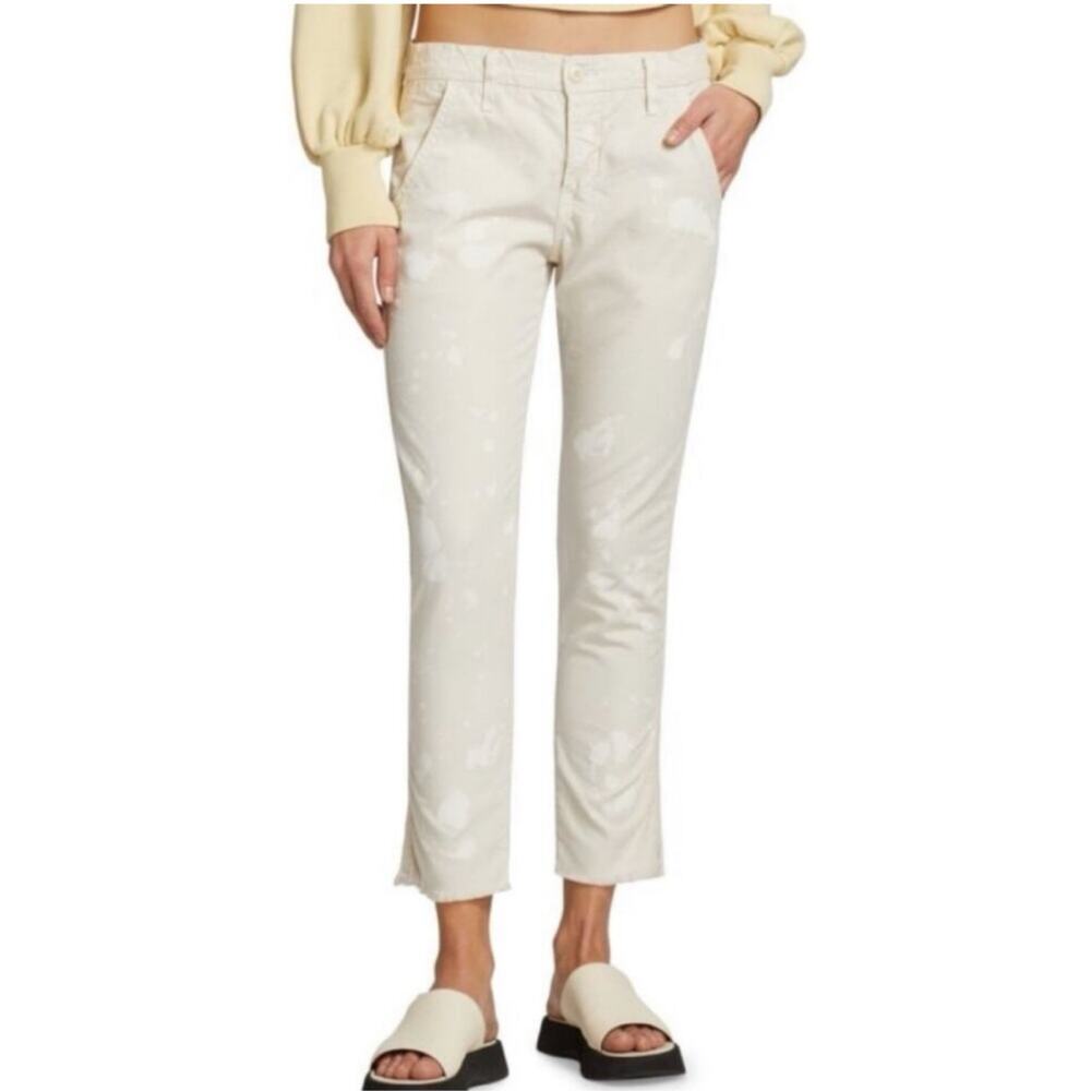 NSF Tashi Low Rise Slouchy Trouser Pant Cream Cotton Paint Splatter 27